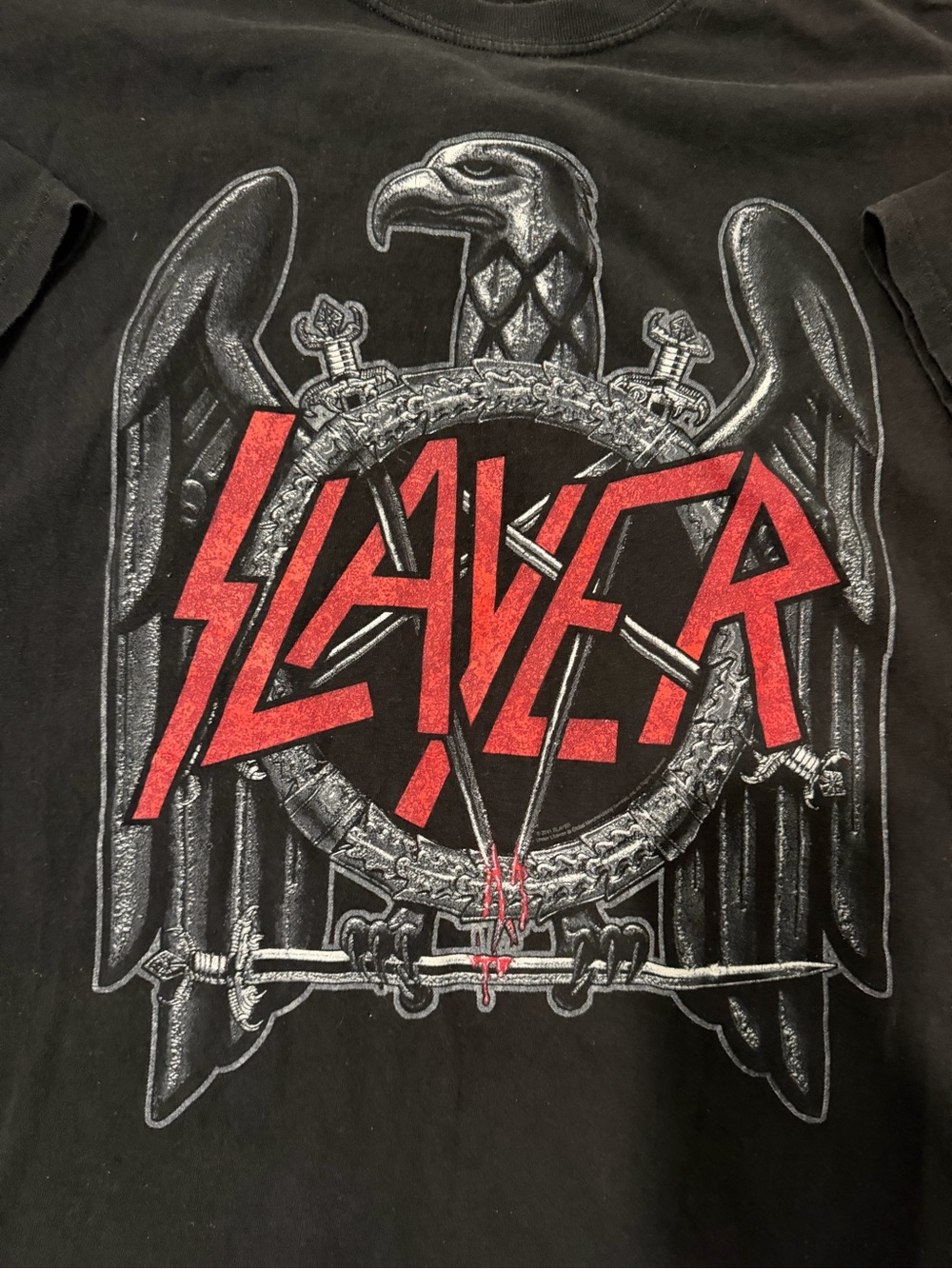 Slayer Silver Eagle Logo Black T-Shirt Mens 2XL Thrash Metal Band Merch 2011